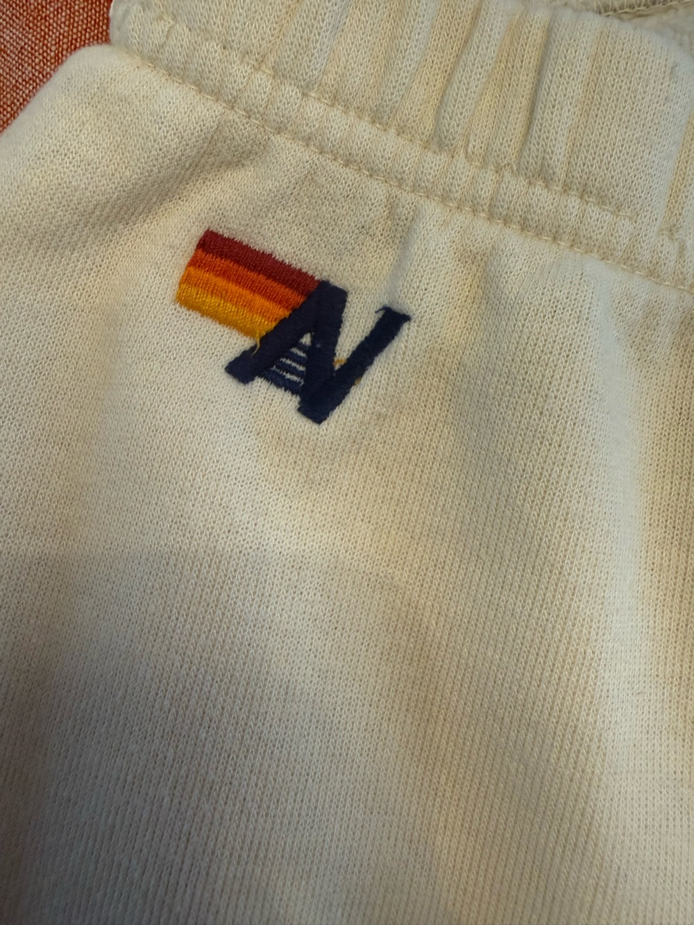 Aviator Nation Cream & Rainbow Stripe Sweatpants Size Small EUC - Picture 4 of 6
